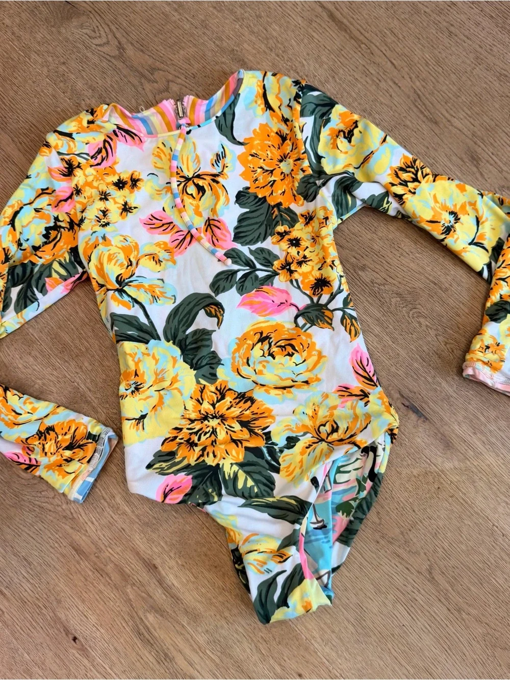 Girls Maaji reversible Floral Long-Sleeve One-Piece Swimsuit